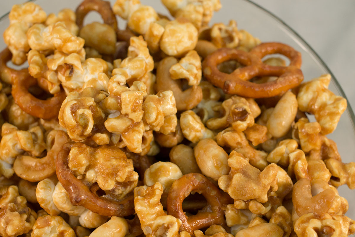 Candied Popcorn with Pretzels + Nuts | Hugs ‘n Kitchen