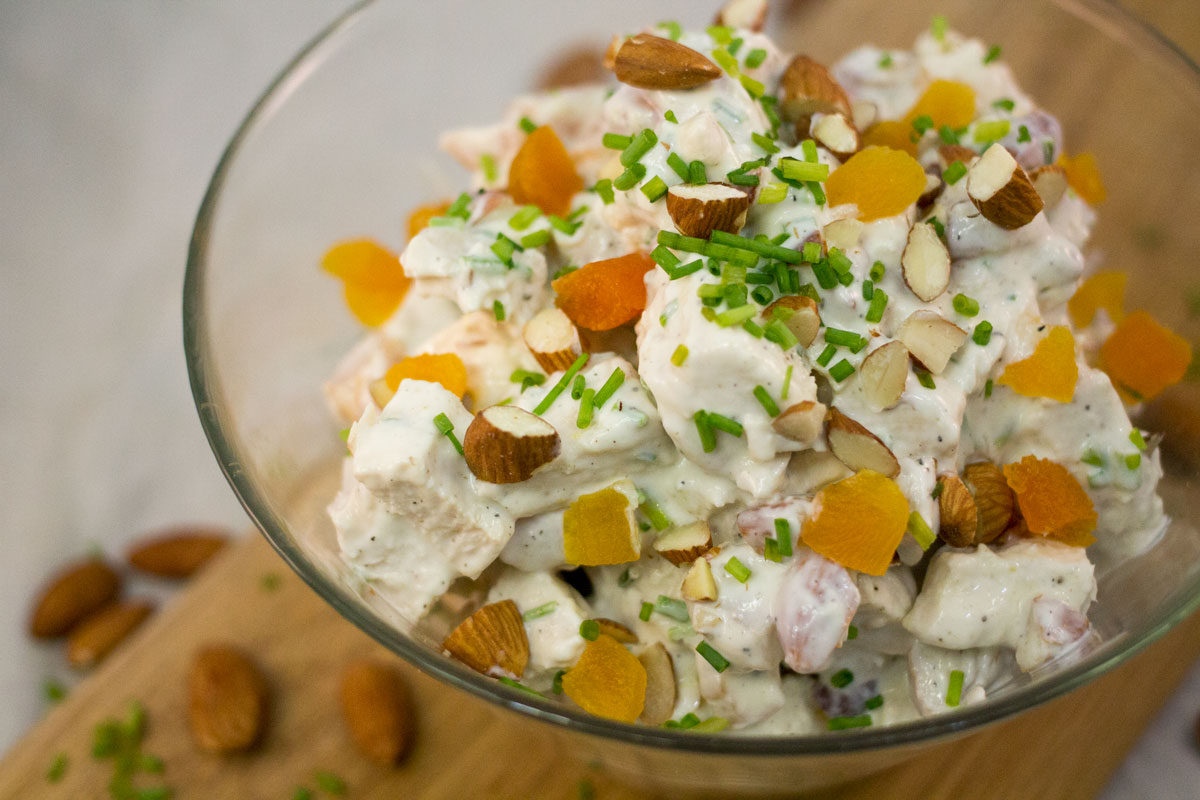 Greek Yogurt Chicken Salad with Almonds + Apricots | Hugs ‘n Kitchen